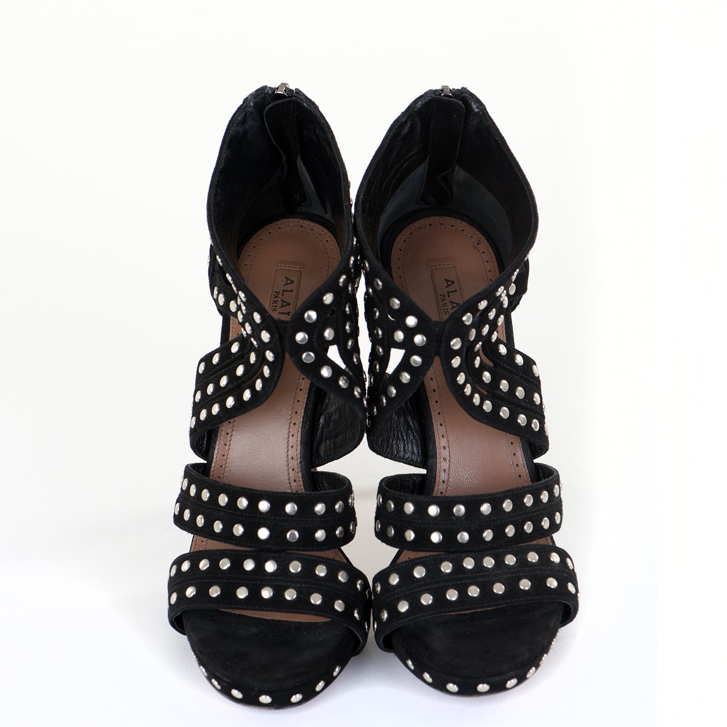 Black Suede Studded Platform Sandals