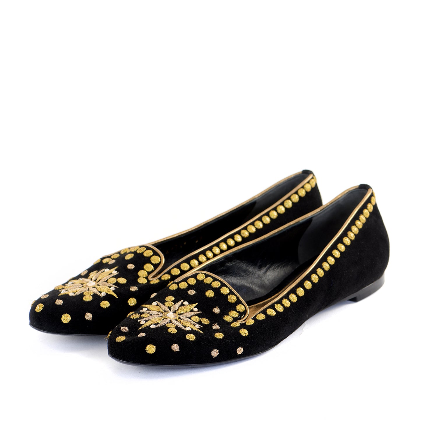 Flat Embroidered Smoking Slippers
