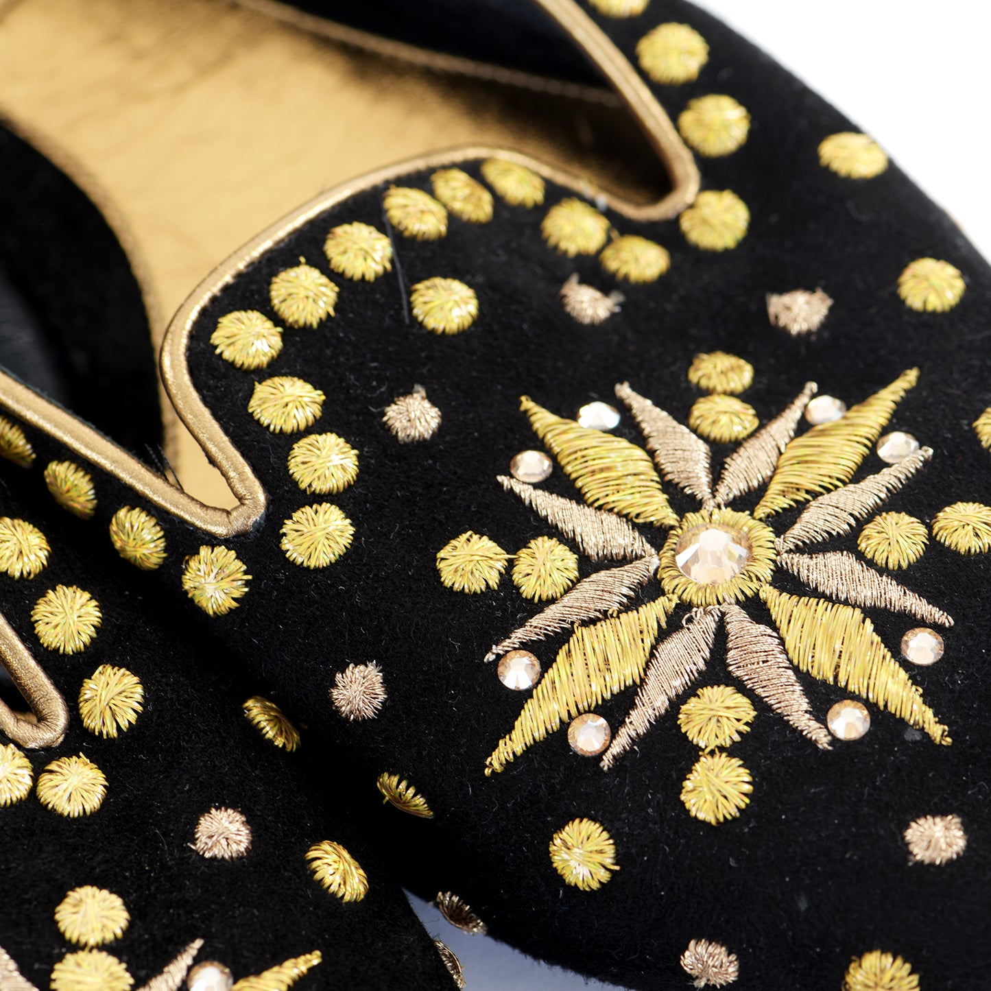 Flat Embroidered Smoking Slippers