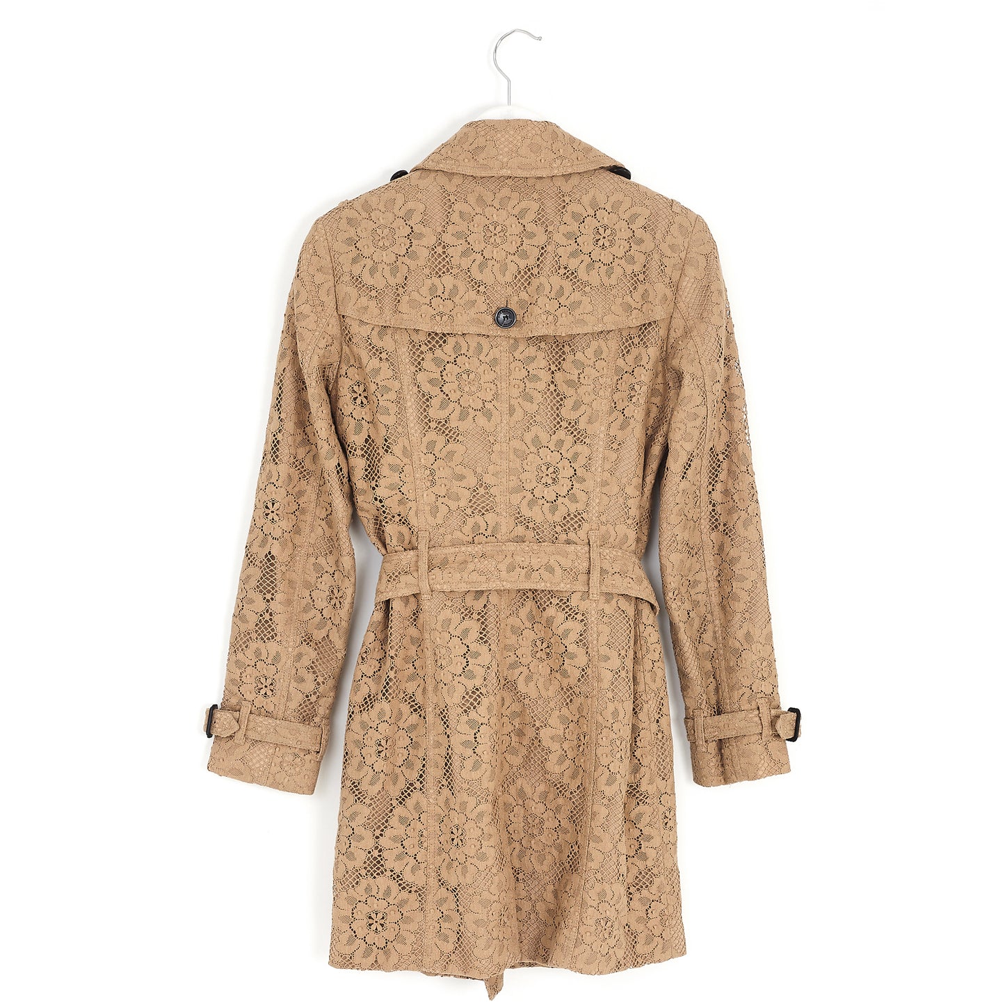 Camel Lace Belted Trench Coat
