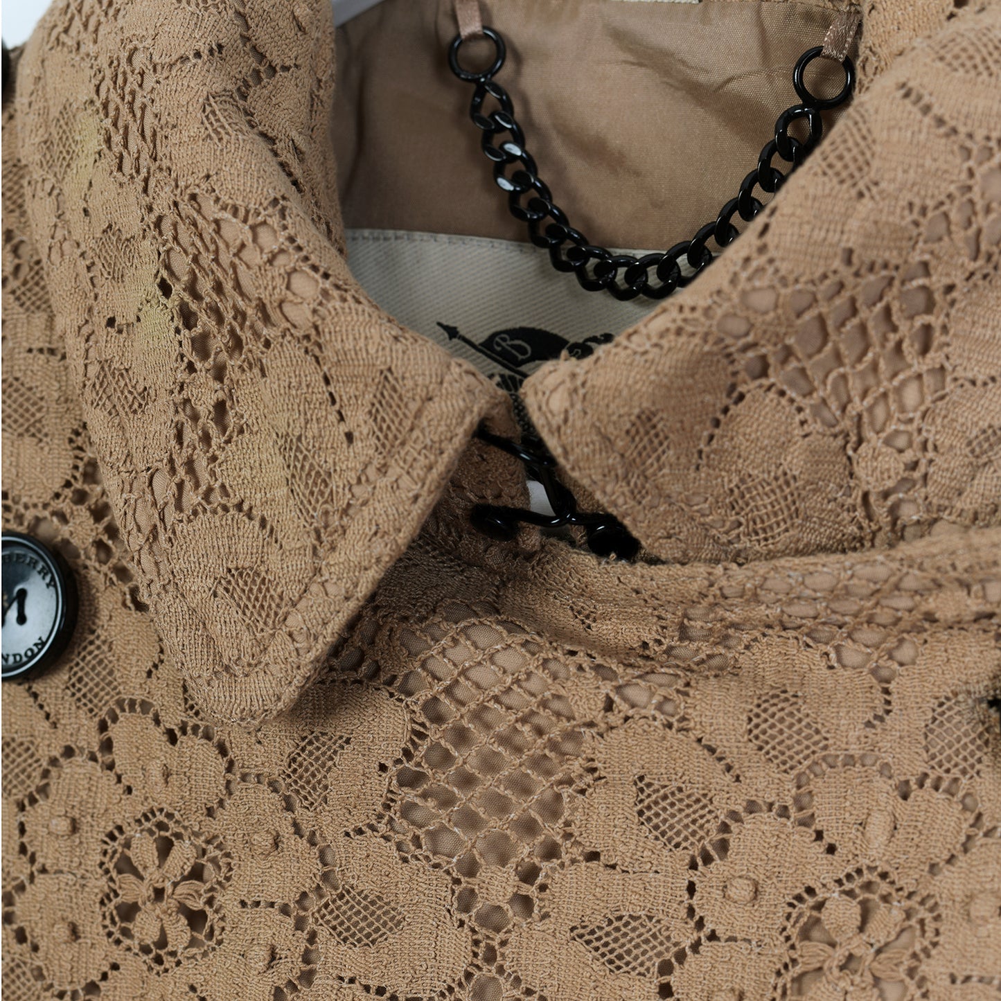Camel Lace Belted Trench Coat