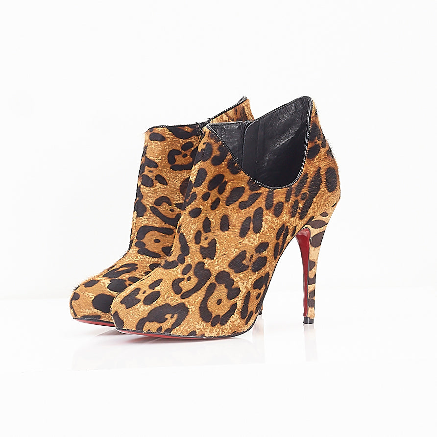 Leopard Pony Hair Ankle Boots