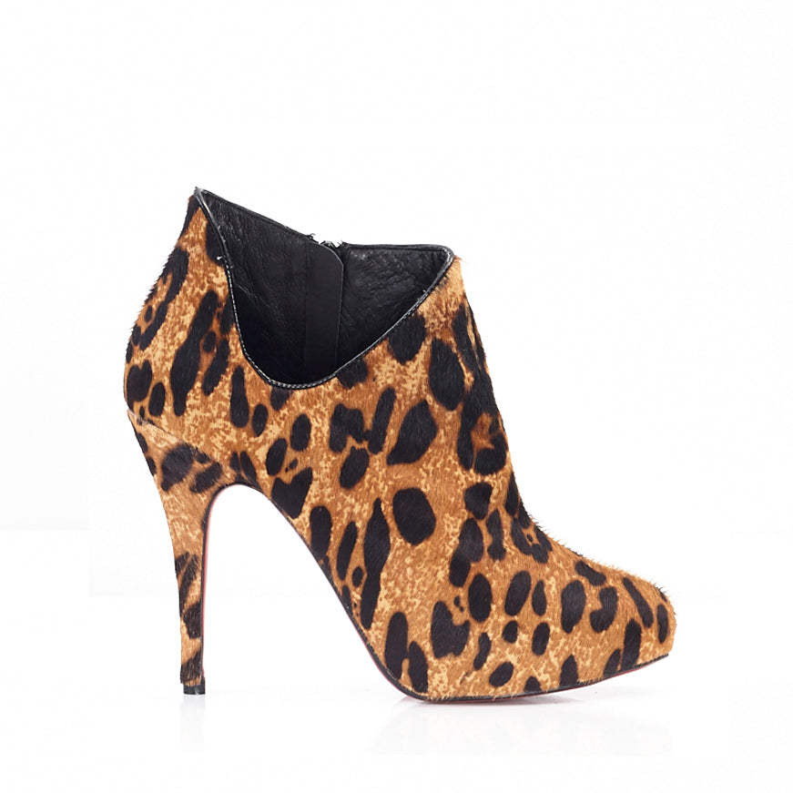 Leopard Pony Hair Ankle Boots