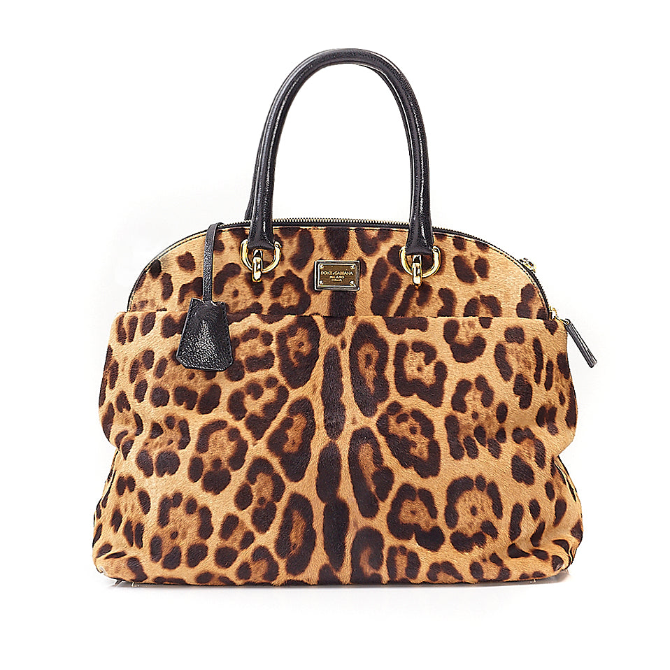 Leopard Calfskin Bowling Bag