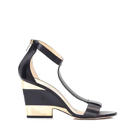 Maxy T-strap Leather Wedge Sandal