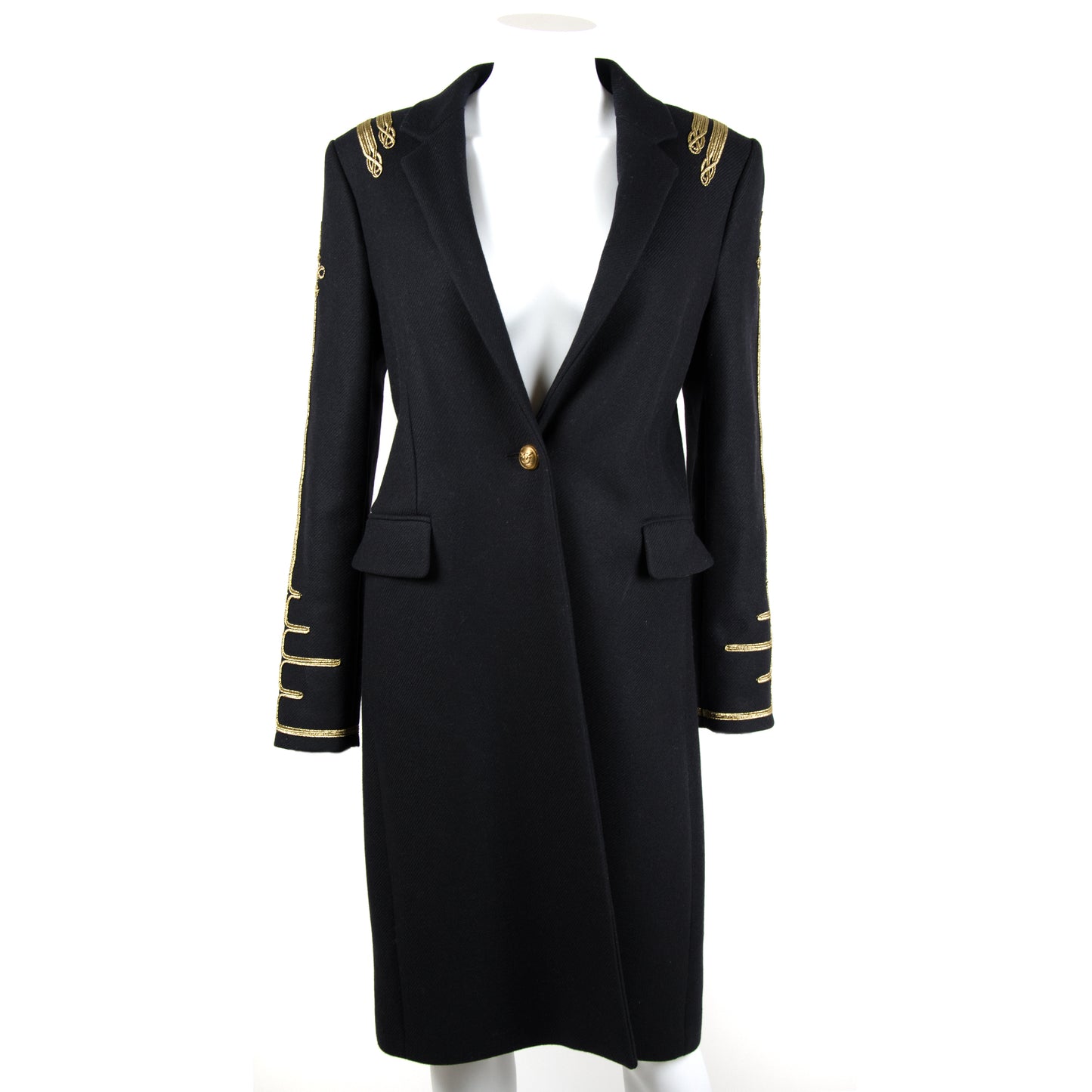 Long Black Military Wool Coat