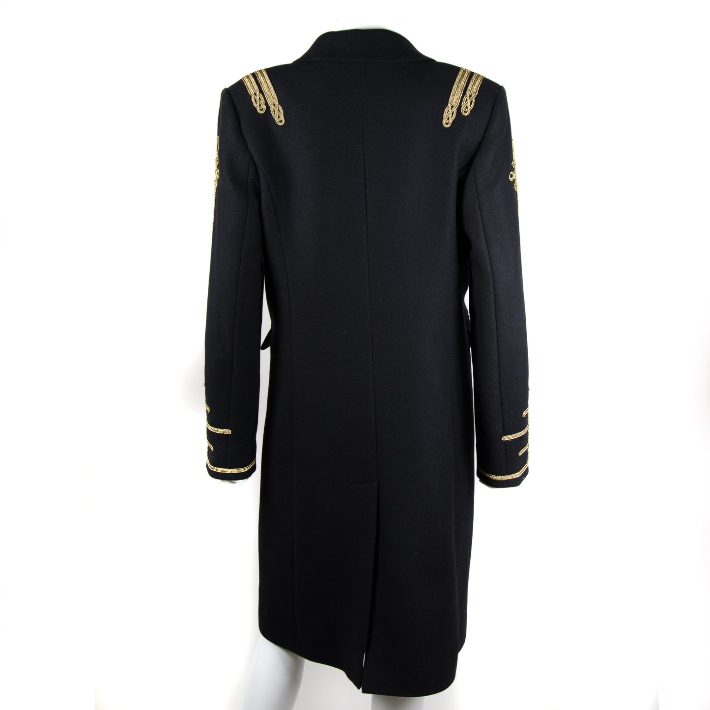 Long Black Military Wool Coat