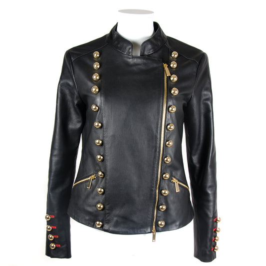 Black Military Leather Jacket