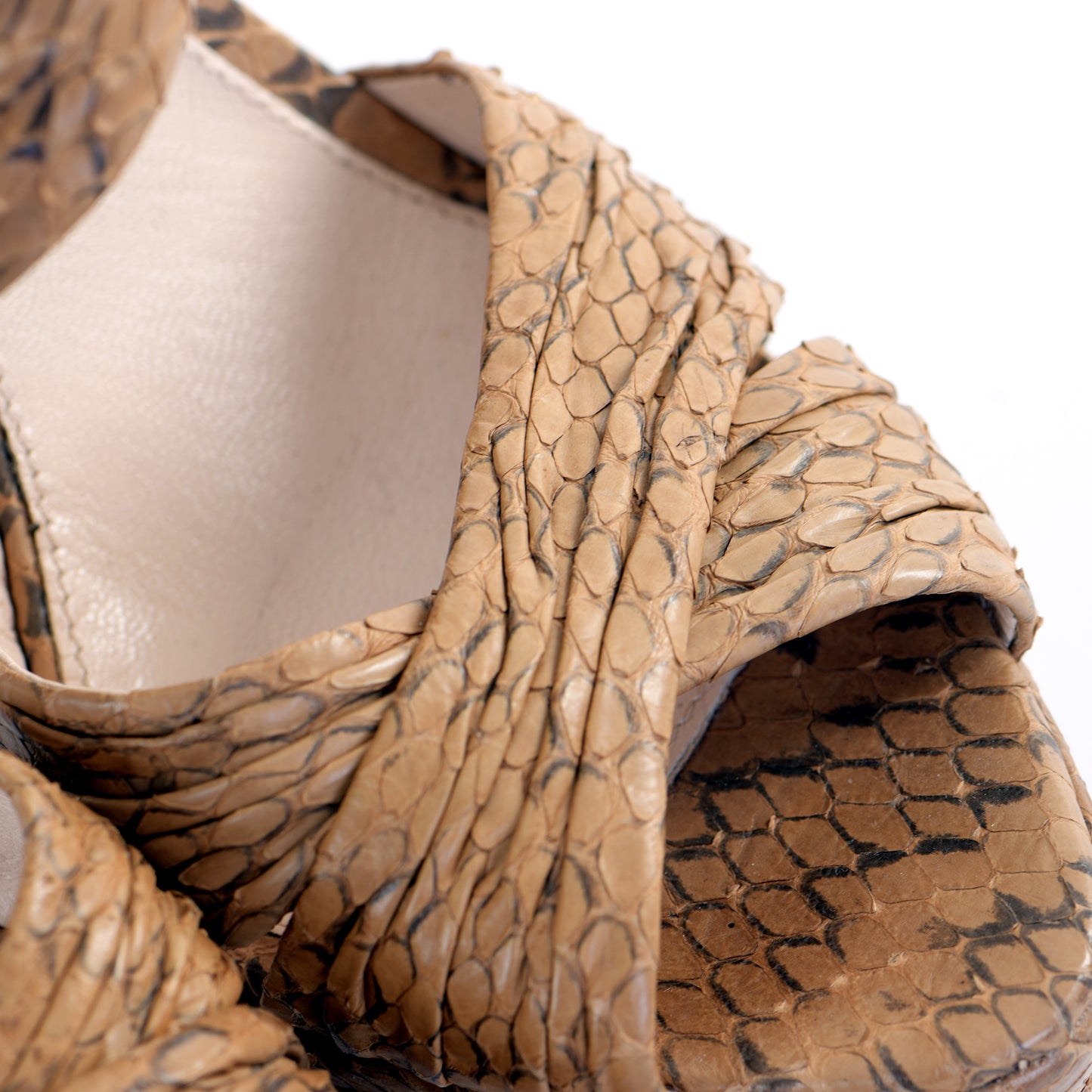Nude Snakeskin Platform Sandals