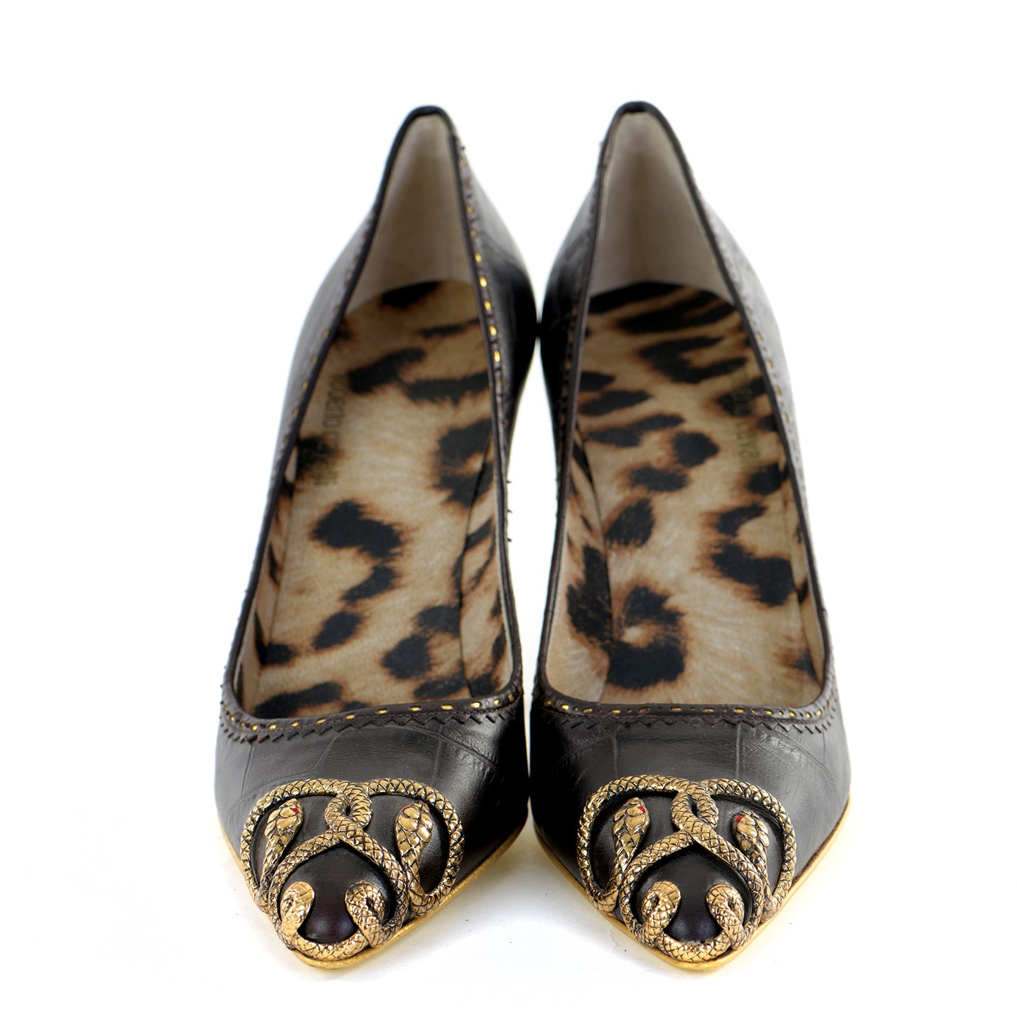 Embossed Leather Snake Pumps