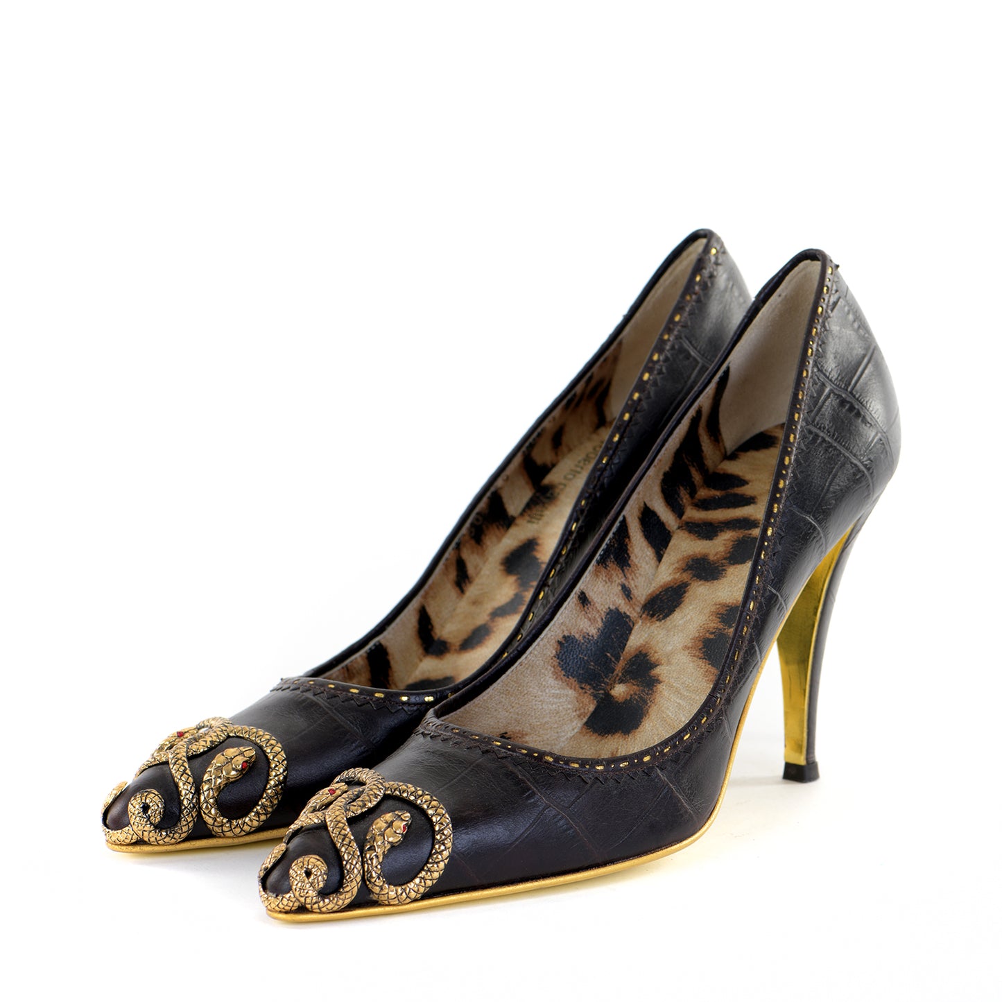 Embossed Leather Snake Pumps