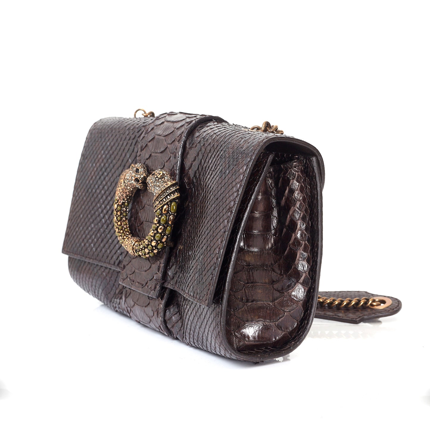 Brown Snakeskin Mini Shoulder Bag