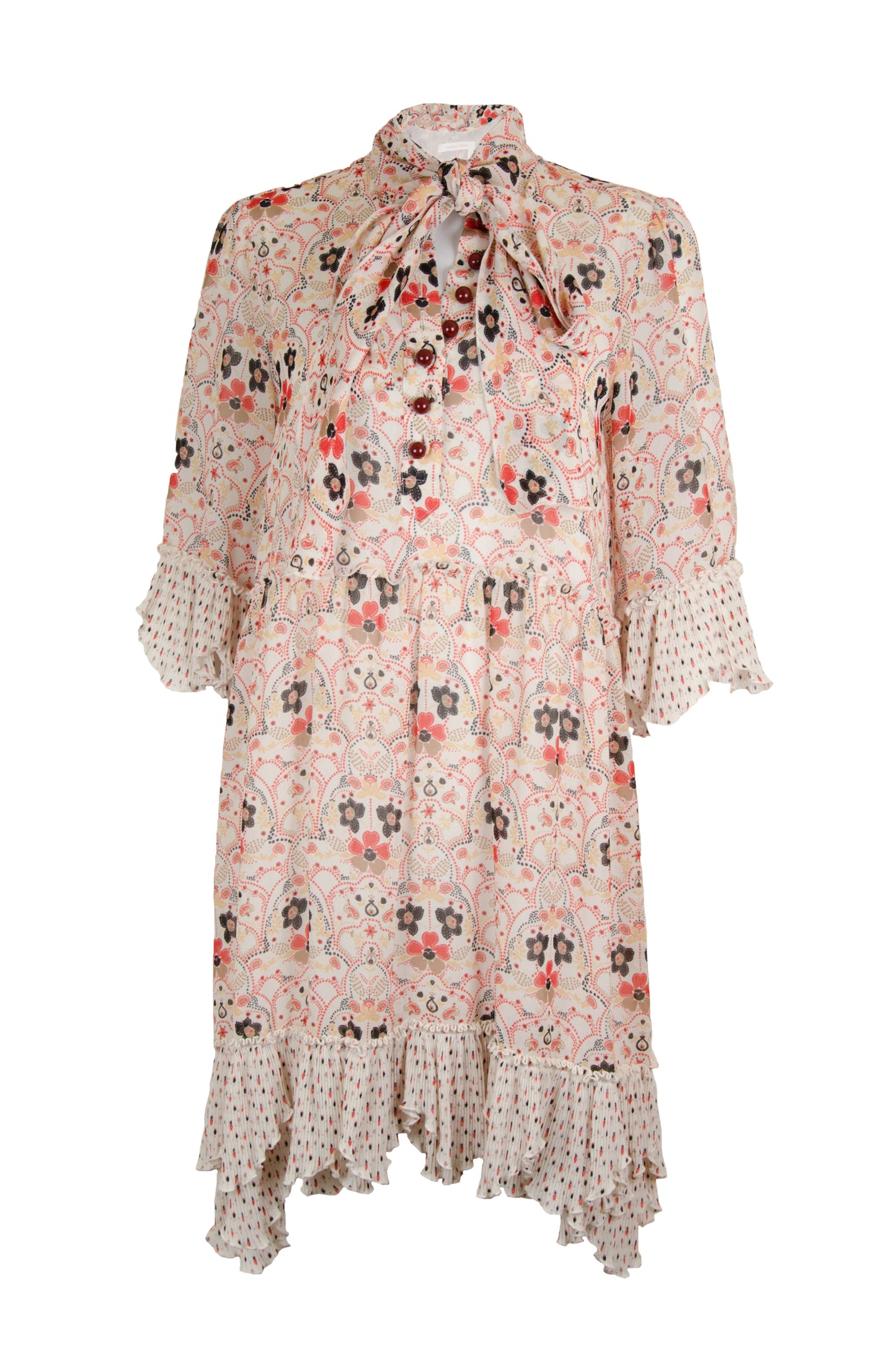 Vintage Floral Ruffle Dress