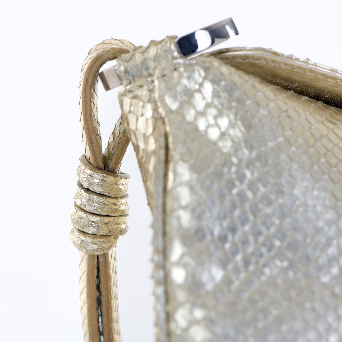 Metallic Silver Snakeskin Mini Bag
