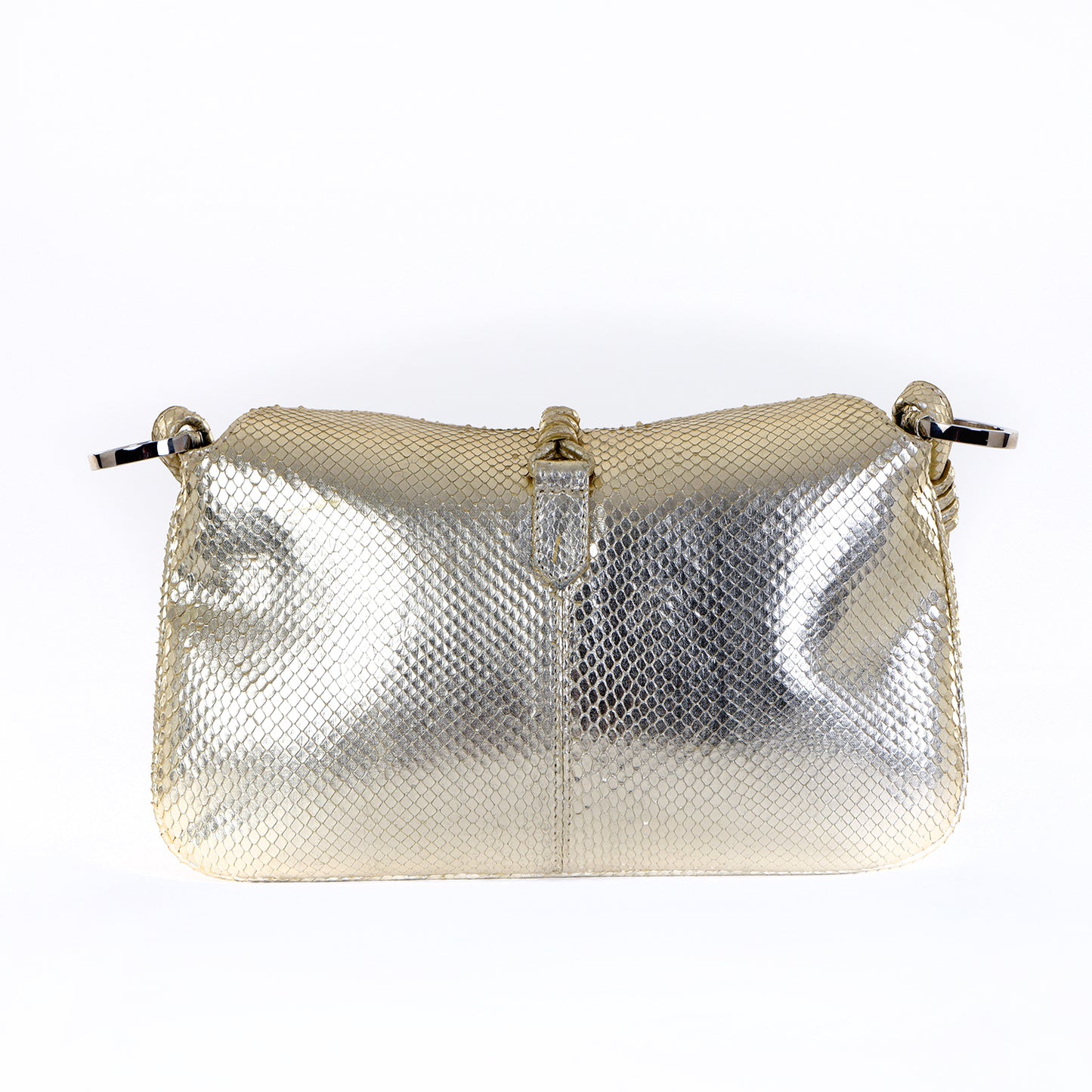 Metallic Silver Snakeskin Mini Bag