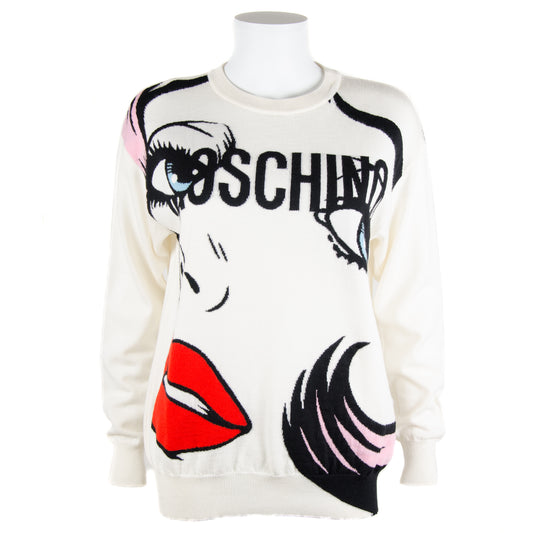 White Pop Art Knitted Sweater