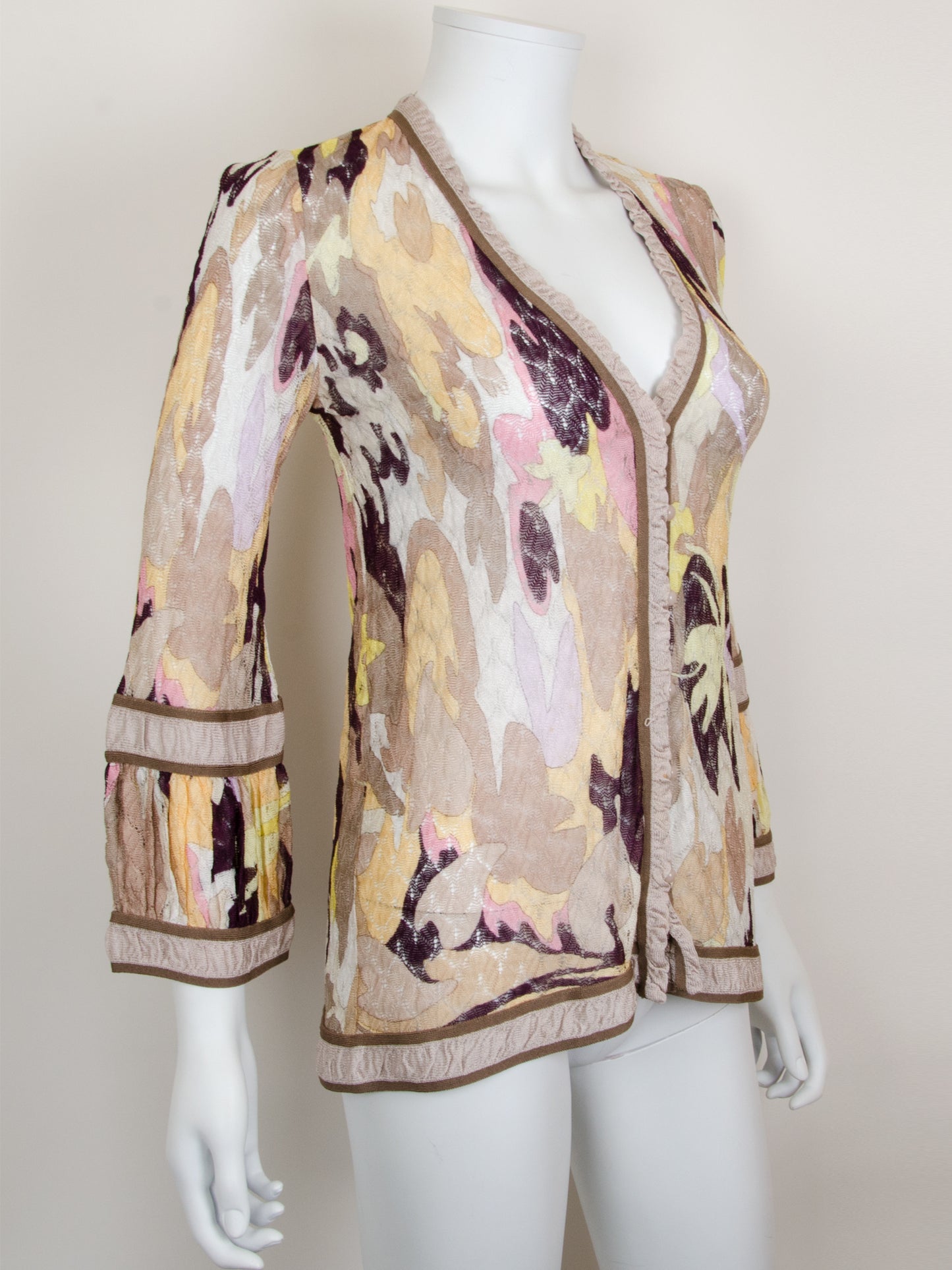 Abstract Print Knitted Cardigan