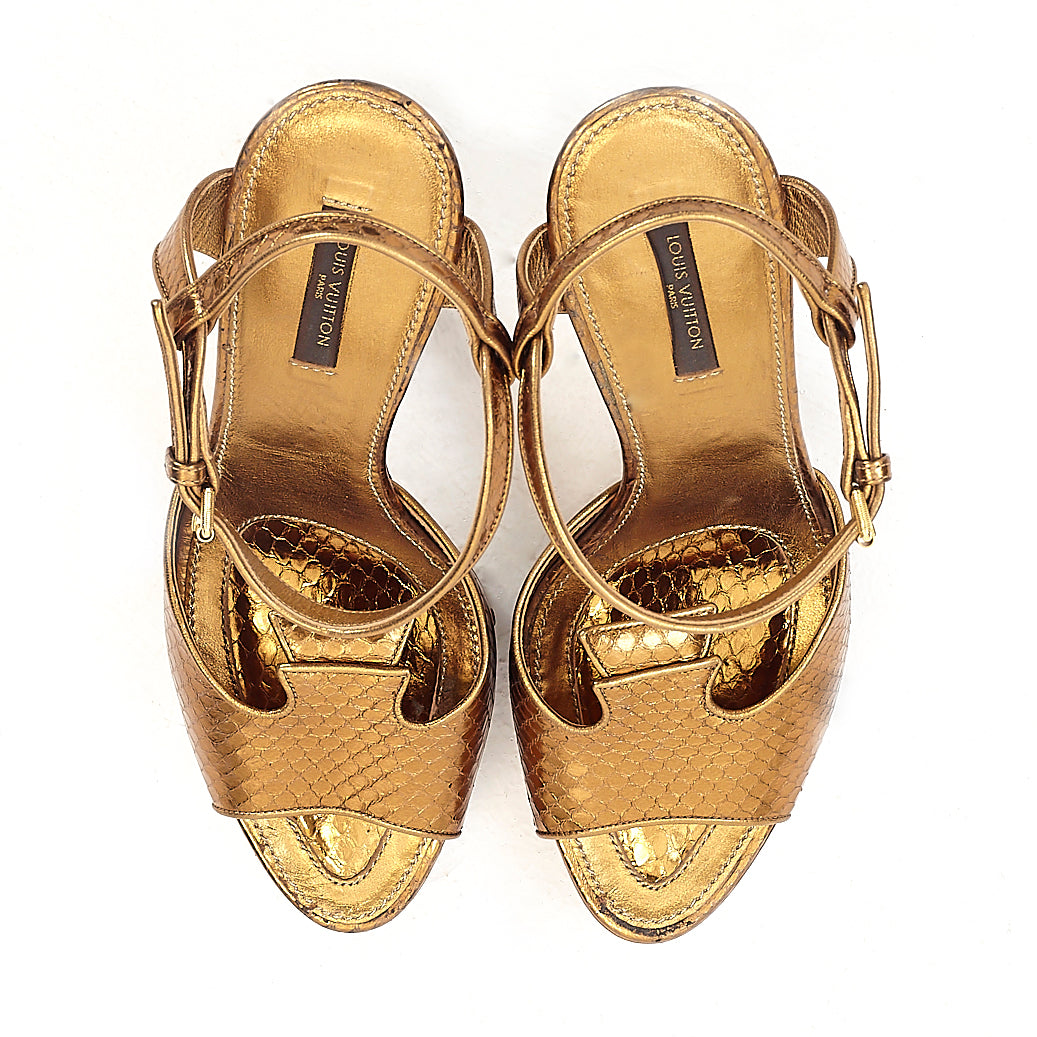 Louis Vuitton - Authenticated Sandal - Python Camel Snakeskin for Women, Never Worn, with Tag