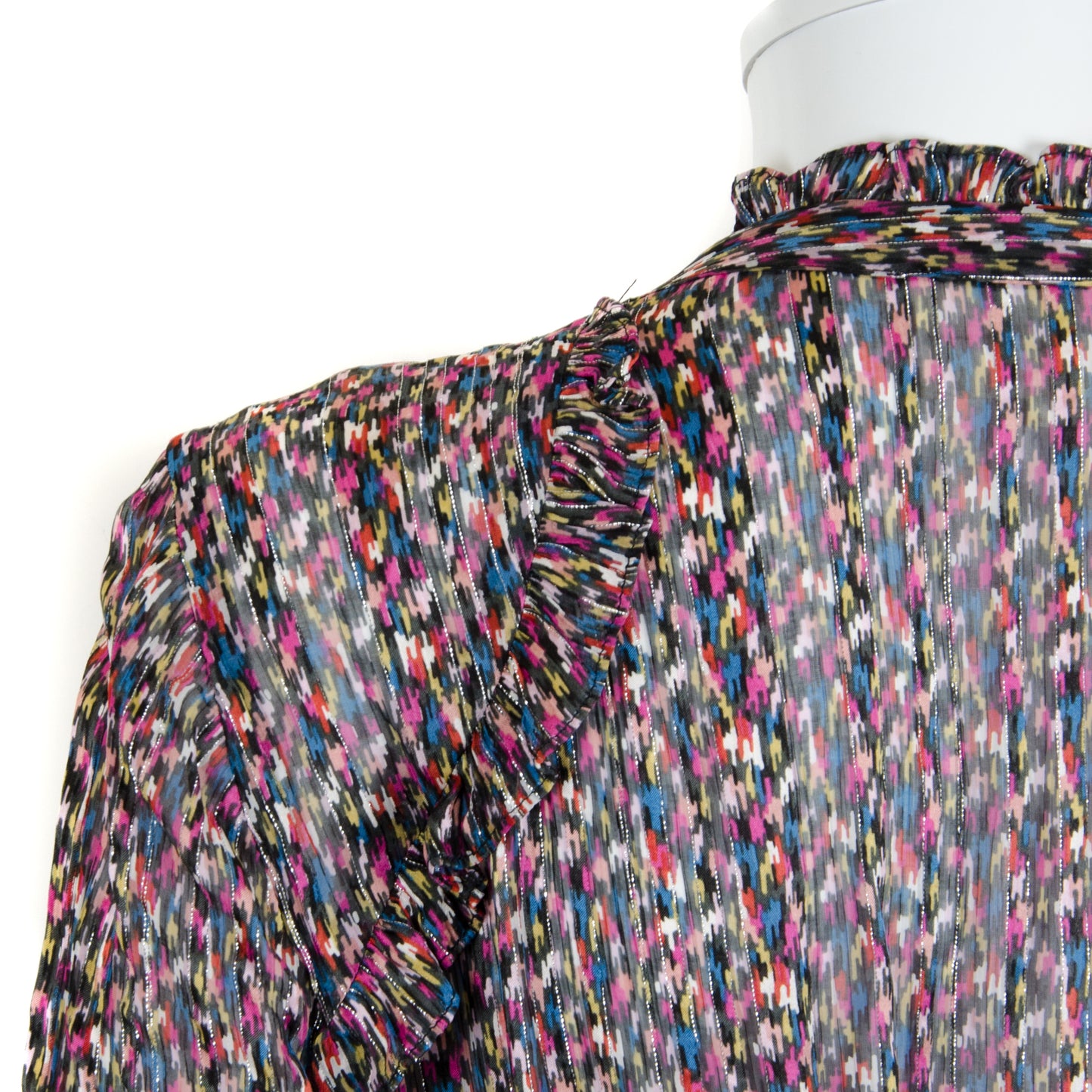 Silk Printed Foil Thread Midi Dress